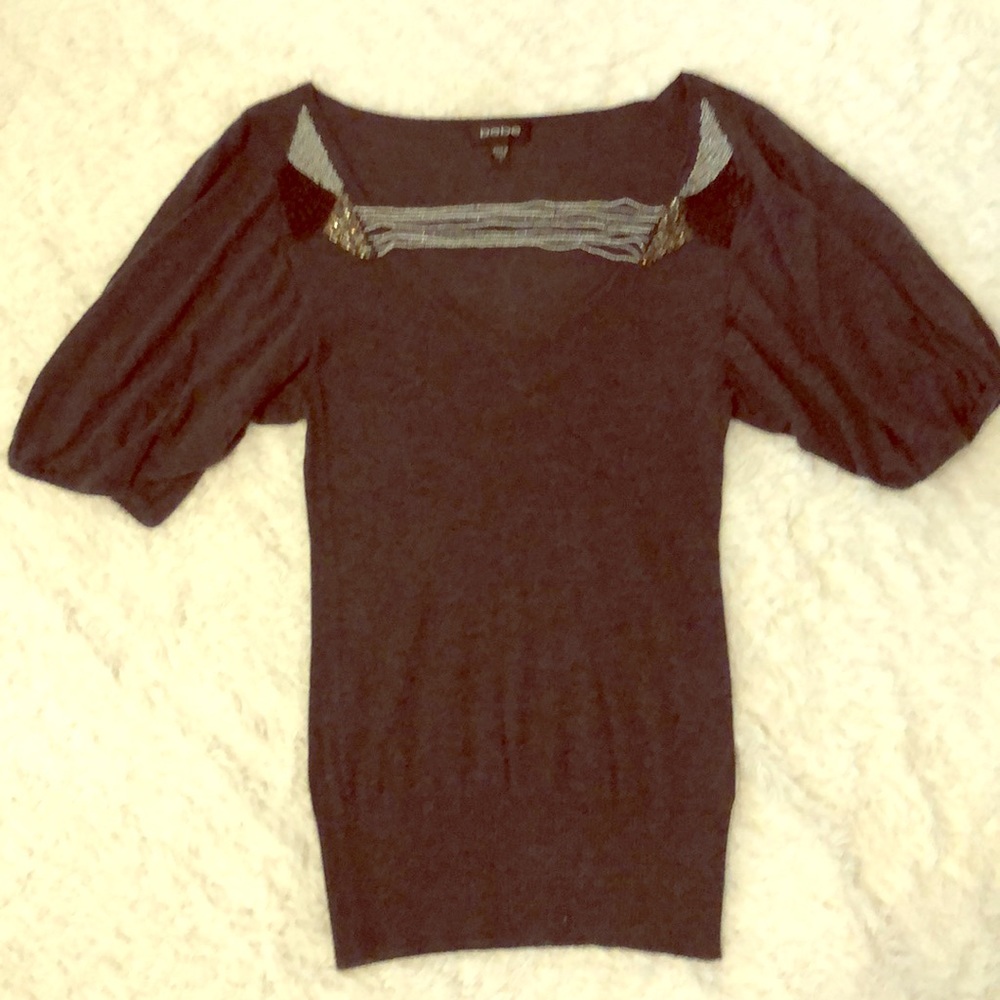 Bebe balloon sleeve sweater with beading